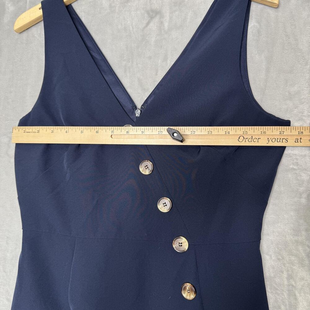 Vince Camuto Dress Womens 10 Navy Blue Sleeveless V Neck Button Sheath Career - Picture 7 of 11